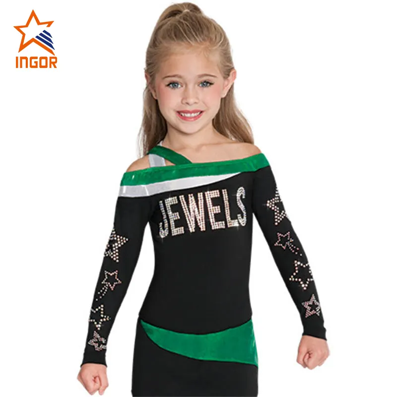 Anak-anak sublimasi cheerleader atas ukuran besar pakaian pemandu sorak Mode khusus Cheerwear