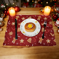 Napperons de table rectangulaires de Noël en tissu lavable, sets de table de Noël, décorations de fête, ensemble de vaisselle festive