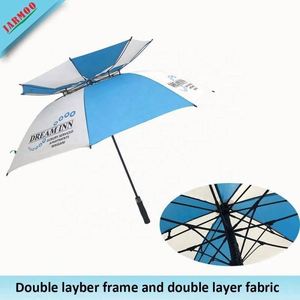 Parapluie de golf à ouverture automatique personnalisé avec impressions de logo sur mesure, tissu pongé 190T, design coupe-vent - Product Image 4
