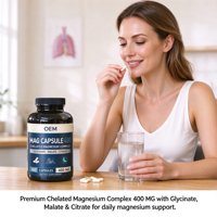 Capsules de magnésium OEM, 180 unités, 400 mg, avec glycinate, malate et citrate, compléments alimentaires