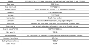 600 VERTICAL EXTERNAL Automatic Big <b>Bag</b> Vacuum Packaging <b>Machine</b> Pouch <b>Sealer</b> Plastic 10-50KG - Product Image 2
