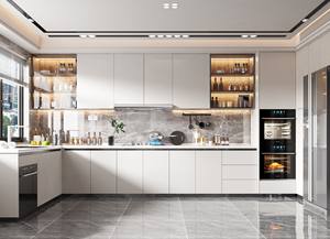 Stile moderno in legno Set di personalizzazione della <span class=keywords><strong>cucina</strong></span> vetro vetrina piano di lavoro in marmo adatto per gli appartamenti - Product Image 2