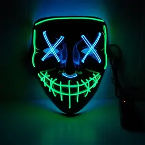 Fashion Double Color Halloween Party Led Mask Cosplay Neon EL Wire Glowing Mask