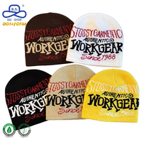 Gorro de Punto Personalizado con Texto de Marca OEM, Diseño Jacquard Vintage con Letras Impresas, Unisex, Invierno, 5 Colores, para Ropa Urbana