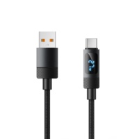 Cable USB-A a USB-C de 100W y 5A con Carga Rápida, Pantalla Digital Inteligente y Revestimiento de Nailon y Cobre Puro para Teléfonos Móviles