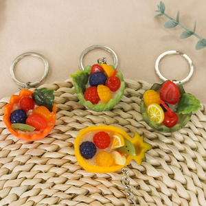 Customized Fake Fruit Sorbet Metal Key Chain Funny Keychains Gift 3D <b>Cute</b> Keychain Simulation Fruit Keyring - Product Image 6