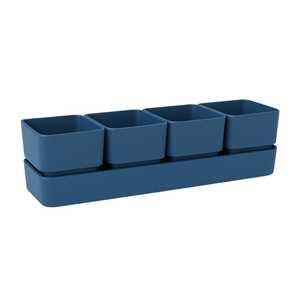 Jardinera Rectangular 48x12x11 Cm Con 4 Macetas Y Plato Amarillo Para Uso Interior Y Exterior - Product Image 5