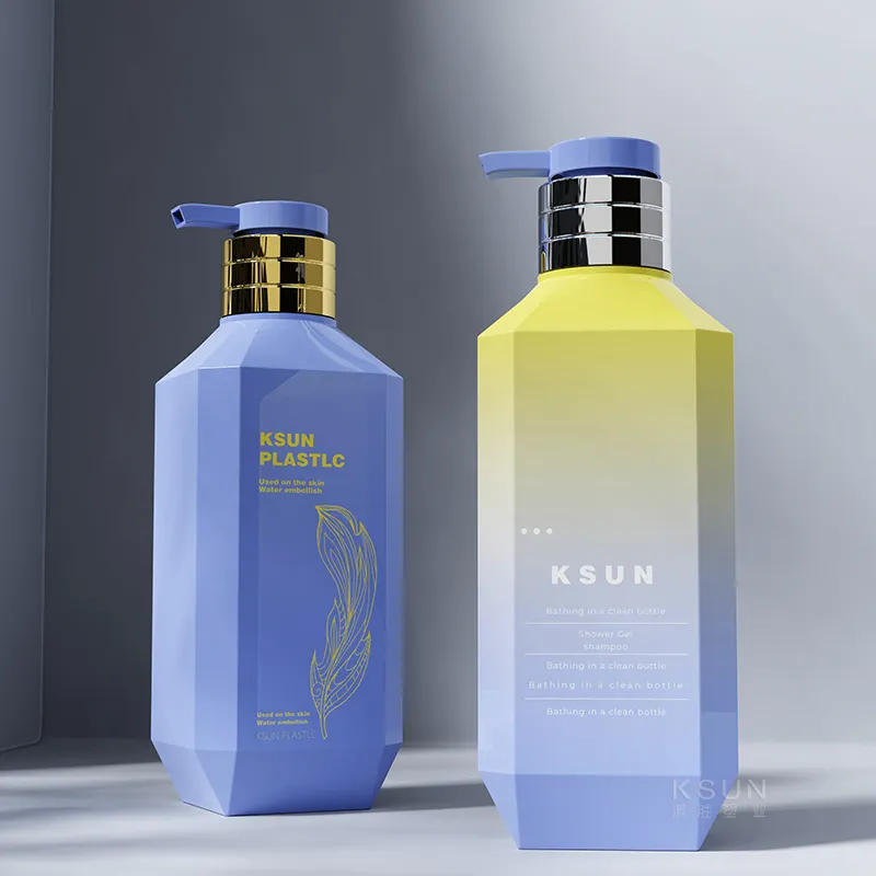 New Design Unique Shape 500ml PET Shampoo Lotion Bottles with Pump