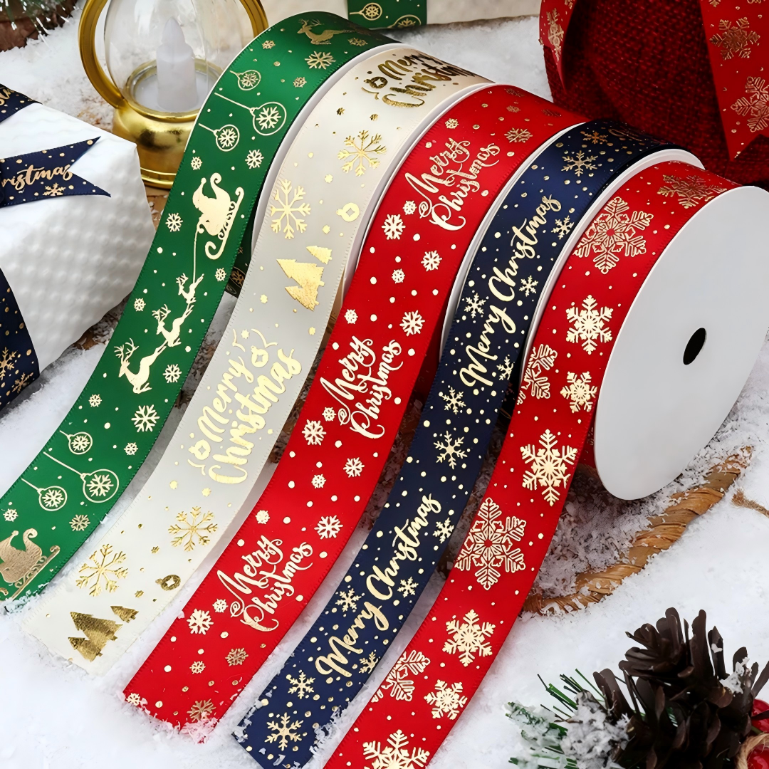 Christmas Ribbon, Gift Wrapping Ribbon, Gift Box Band, Satin Ribbon, Flower Bouquet Binding Ribbon,Christmas Decorative Streamer