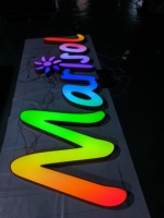 Enseigne de magasin personnalisée en acier inoxydable pour extérieur, lettres lumineuses RGB LED, enseigne en lettres 3D éclairées par l'avant