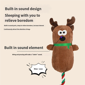 Nuovo cigolante Babbo Natale pupazzo di neve renna peluche Pet giocattolo con corda di Natale Squeaky cane giocattolo - Product Image 3