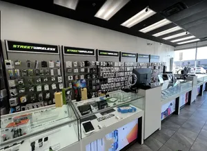 Conception de comptoir de magasin pour présentoirs de téléphone portable, décoration de magasin de téléphone portable
