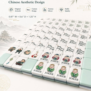 Jeu de Mahjong en plastique de style américain antique léger avec pieds pliables, tuiles de Mahjong rétro vintage, en stock - Product Image 4