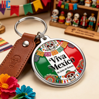 Porte-clés moderne en argent plaqué, personnalisé, fabriqué en usine depuis 23 ans, Viva Mexico, drapeau mexicain, souvenir du Jour de l'Indépendance mexicaine