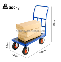 Carretilla de Plataforma con Cuatro Ruedas Neumáticas de 8 Pulgadas, de Acero y Goma, OEM, Capacidad de Carga de 300 kg, Certificación CE, Herramientas para Almacenes y Compras