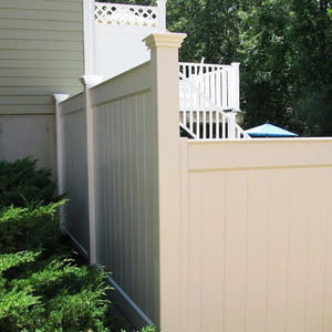 ホット販売モダンガーデンフェンシングブラウンPVCビニールパネル屋外3Dモデルプライバシー格子ピケットビニールフェンスパネル - Product Image 4