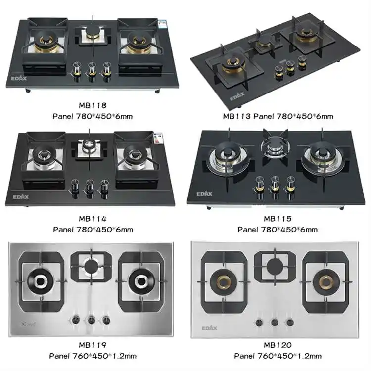 Home kitchen appliance 76cm 8mm thickness Stainless steel 3 burners built-in gas cooktop gas hob stove