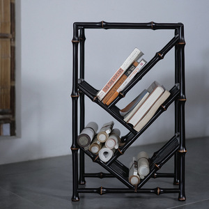 Chinese Style Bamboo Bookshelf <b>Small</b> Floor Standing Storage Shelf Antique Design For Study Room - Product Image 2