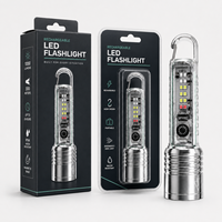Senter Gantungan Kunci Isi Ulang Mini Torch Keyring Zoom Torch Light Senter LED Hijau COB Lampu Darurat