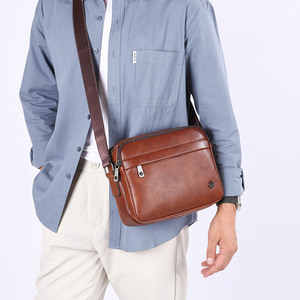 Nouveau sac bandoulière vintage pour homme en cuir PU imperméable, sac messager en cuir pour homme - Product Image 6