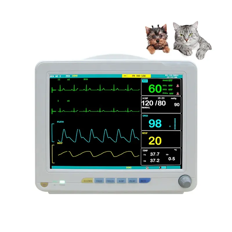 Sinais vitais portáteis do monitor paciente do pará do cão ICU 3 monitor veterinário multiparameter 8 polegadas