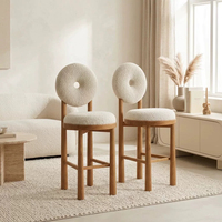 Tabouret de bar ShanMu en bois massif, style crème minimaliste français, tabouret haut moderne de luxe léger, design nordique pour la maison