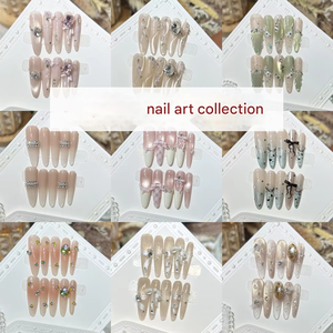 10 <span class=keywords><strong>Uñas</strong></span> Postizas Color Nude con Diseño de Ojo de Gato y Circonitas, Hechas a Mano, Forma Almendrada, para Salón, Manicura DIY, Etiquetas Personalizadas - Product Image 1