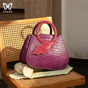 Bolso de Mano de Diseño de Lujo Premium, Cuero con Textura de Caimán Auténtico, Bolso de Mujer con Logotipo Personalizado, Bolsos Elegantes para Dama, Venta al Por Mayor - Product Image 1