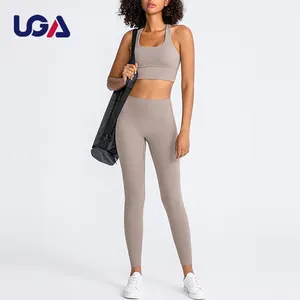 Tenue De Sport Skin Friendly Workout Clothes Hot Sale Medium Support Back Cross Strap Womens Sports Bra High Waisted Yoga Suits