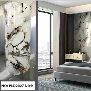 Imitation <span class=keywords><strong>PVC</strong></span> tuile roche <span class=keywords><strong>dalle</strong></span> auto-adhésif géométrique Stickers muraux moderne ignifuge étanche à l'humidité salon - Product Image 4