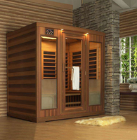 Cabine de sauna extérieure en cèdre rouge canadien avec panneau de commande informatique moderne, pour 6 personnes, avec chauffage à la vapeur.