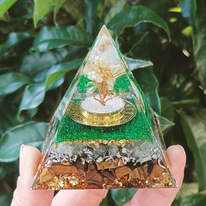 Citrine Tree <b>Crystal</b> <b>Chip</b> Pyramid Resin Epoxy Craft Desktop Ornament Home Decoration Gift - Product Image 1