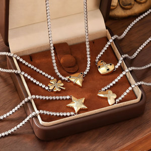 Collar de Moda Personalizado de Acero Inoxidable 316L con Baño de Oro PVD de 18K, Joyería Fina, Collar de Zirconia Tipo Tenis para Mujer - Product Image 1