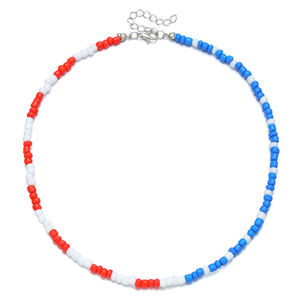 Beaded <b>Necklace</b> Red White <b>Blue</b> Color Clavicle Chain For Women Party Fashion Jewelry - Product Image 5
