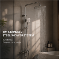 Système de douche mural carré durable au design moderne, en acier inoxydable brossé, pour salle de bain