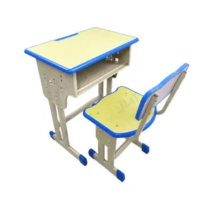 Furnitur Junqi OEM/ODM Layanan Furnitur Sekolah Tunggal Meja Siswa Set Meja dan Kursi Sekolah Dasar