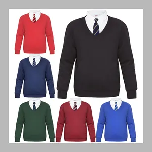 Kids School Uniform Sweat Shirt Academy Sweatshirt Crew Ribbed Neckline Boys Girls School Top Unisex Custom