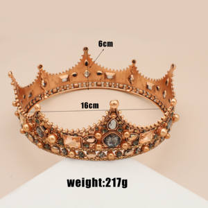 Jachon-corona de reyes para hombre, corona real, accesorio de disfraz, diadema barroca Vintage de perlas de cristal para Boda nupcial - Product Image 2