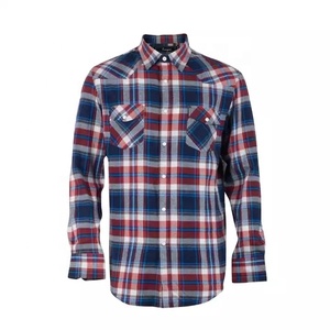Commercio all'ingrosso OEM uomo personalizzato comodo Casual autunno Check camicia di flanella a quadri <span class=keywords><strong>rosso</strong></span> Plus Size cotone 100% per gli uomini - Product Image 1