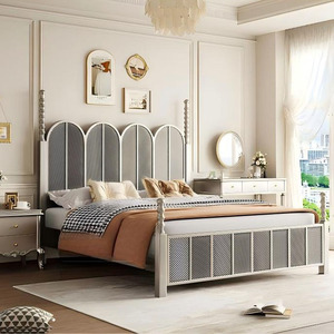 <span class=keywords><strong>Lit</strong></span> double en bois massif de style rétro français 1,8 m, style américain, colonnes romaines sculptées, couleur café, pour la maison principale - Product Image 5