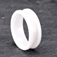 8mm Weißer Keramik-Ringkern Anpassbarer Einlage-Ringkern für DIY-Einlage Einzigartiger Handgefertigter Keramik-Ringrohling 5mm Kanal für Einlage