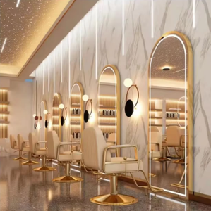 Espejo de Barbería de Lujo de Alta Calidad con Iluminación LED de Tres Colores Ajustables, Muebles Comerciales para Barbería - Product Image 1