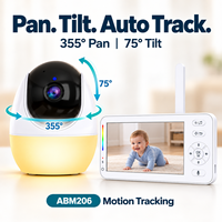 Kit de surveillance pour bébé 1080P avec écran IPS de 4,3 pouces, caméra, deux adaptateurs, deux câbles USB et manuel d'utilisation ABM206