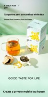 LUMIFLORA Mélange d'essences de thé : Écorce de mandarine, Osmanthus, Thé blanc, Thé aux fleurs, Shoumei, Jasmin, Poire des neiges, Haricot rouge, Graine de Coix - Boîte