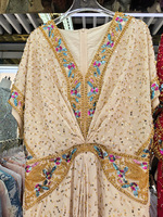 Robe de soirée élégante de luxe en perles de cristal pour femme, manches chauve-souris, coupe ample, Abaya musulmane, vêtement islamique