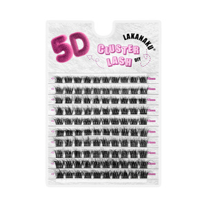 Kit DIY de cils en grappe 5D Lakanaku, 10 rangées, faux cils noirs à tige en coton pour extension des cils inférieurs - Product Image 1
