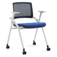 Chaise de conférence de bureau moderne pliable et mobile en acier avec roulettes en nylon et mousse haute densité pour la maison, le bureau et l'école