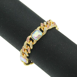 Rectangle Colored <b>Cuban</b> <b>Chain</b> Bracelet Hipster Nightclub Hip-hop Locomotive Bracelet Bracelet Tanjing - Product Image 1