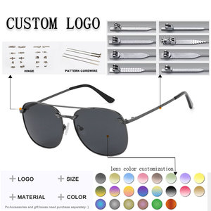 Gafas de Sol de Piloto Unisex, Montura Metálica Rectangular, Lentes Negras, Protección UV400, Uso en Exteriores, Adultos - Product Image 2