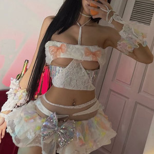 Tummy Control Slim Fit Eleganter Glitzer Y2k Streetwear High Street Qualität Plissee Bandage Damen Casual Performance Wear Kleid - Product Image 1